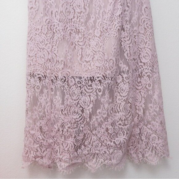 Keepsake The Label Sense Lace Midi Dress 10 Pink Sheer Sweetheart Tie Sleeve - Picture 8 of 13